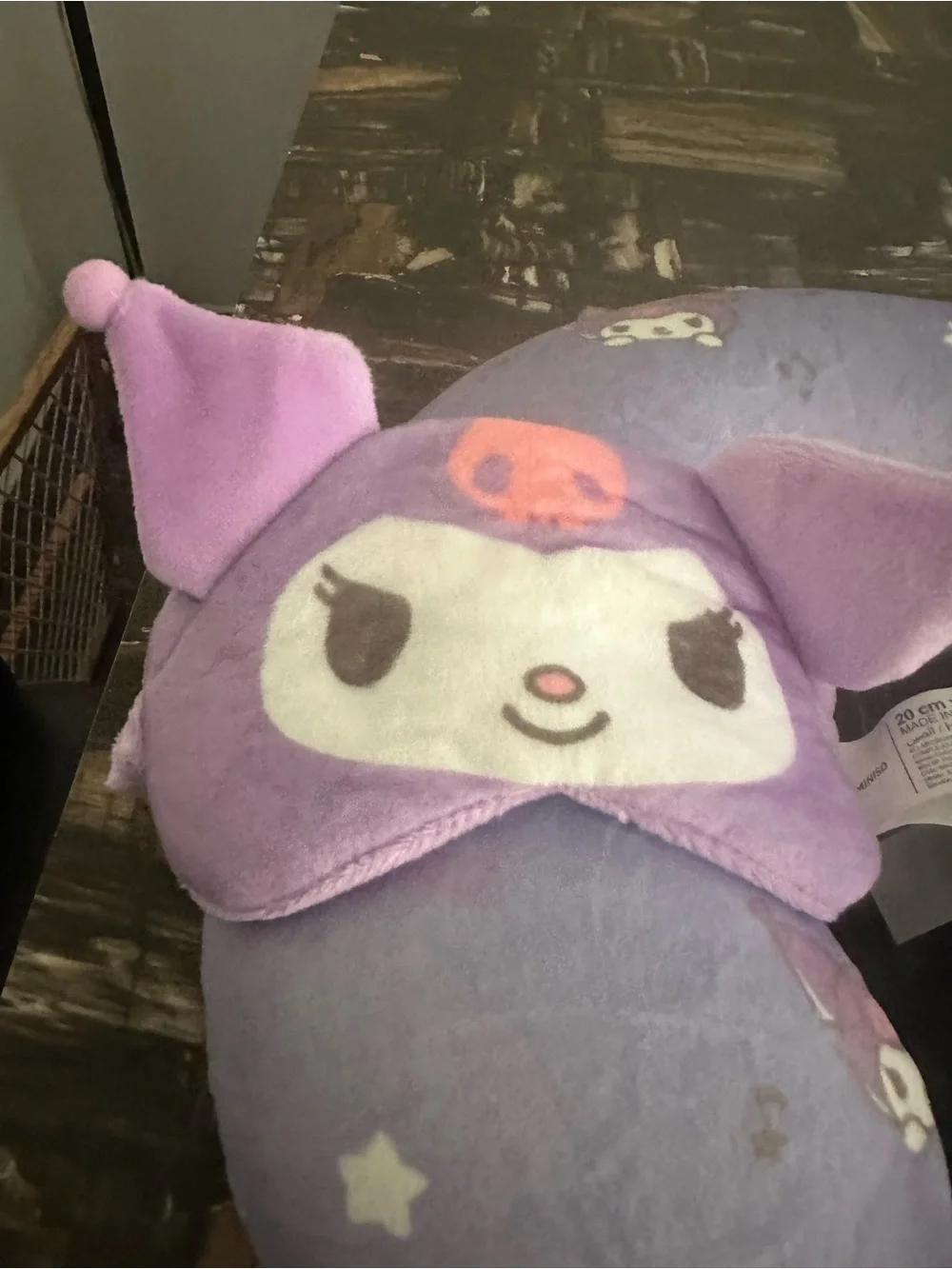 Sanrio Purple Kuromi Plush Travel Neck Pillow with Eye Mask